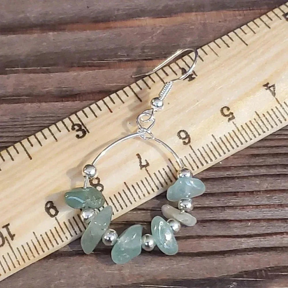 Baroque Green Agate Sterling Silver Plate Earrings - Picture 8 of 8